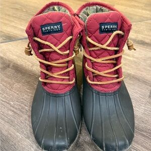 Women’s Sperry Quilted Red and Black Boots